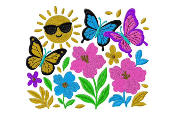 Beautiful Summer Flowers Embroidery
