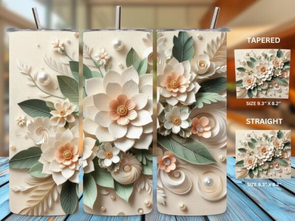 D Flowers Faux Embroidery Tumbler Wrap