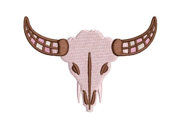 Disco Cowgirl Bison Skull Embroidery Design