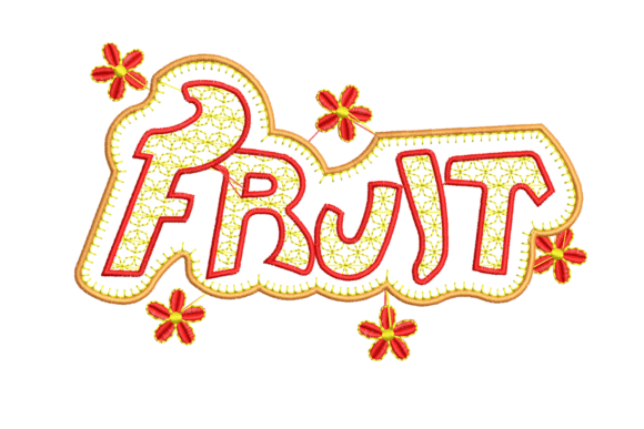 Fruit Word Embroidery Design