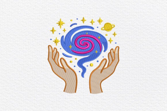 Galaxy in Hands Embroidery Design