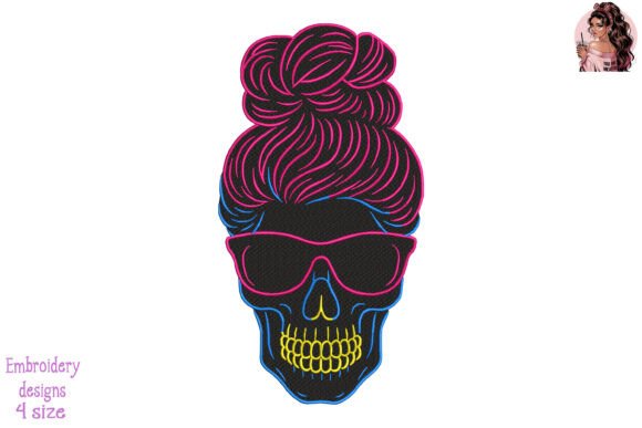 Glow Girl Skull Embroidery