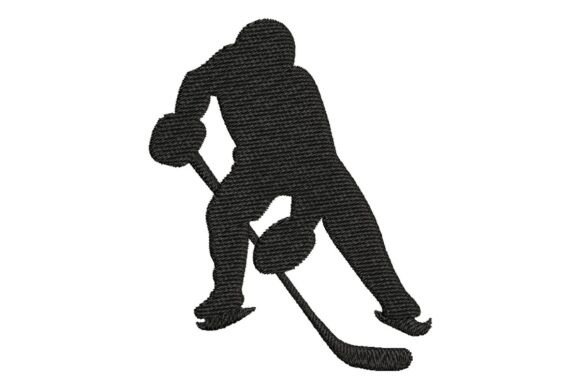 Ice Hockey Player Silhouette Embroidery Design