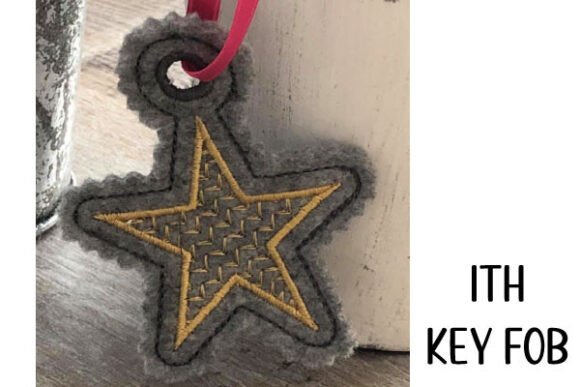 ITH Star Keychain Embroidery Design