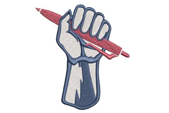 Labor Day Fist with Pen Embroidery Design