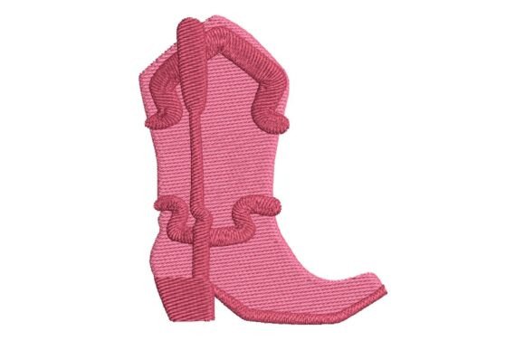Pink Western Cowboy Boot Embroidery Design
