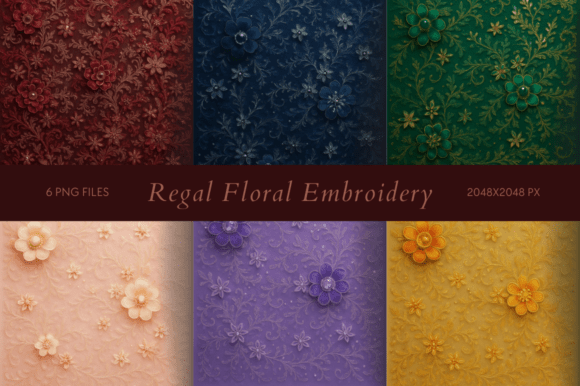 Regal Floral Embroidery: Elegant Backdrops for Handmade Gifts