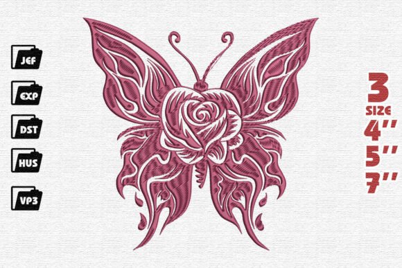 Rose Butterfly Embroidery: Romantic & Refined