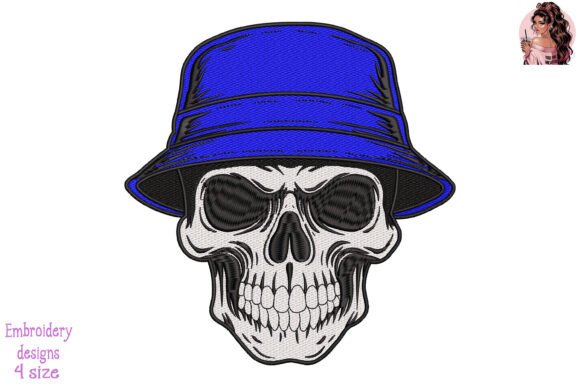 Skull with Police Bucket Hat Embroidery
