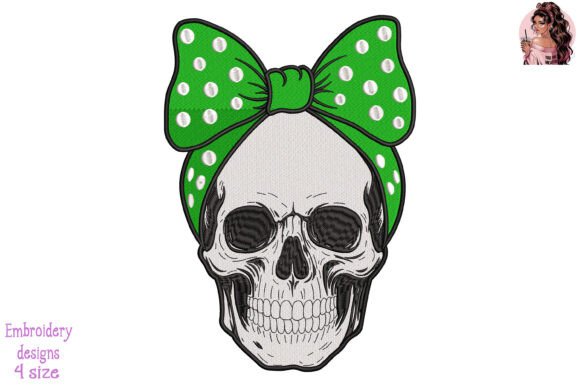 Skulls Girl Military Embroidery