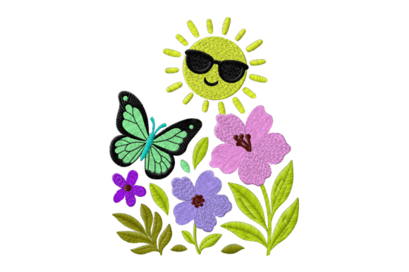 Summer Flowers Embroidery Design