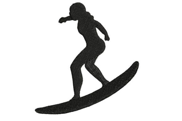Surfer Silhouette Embroidery Design