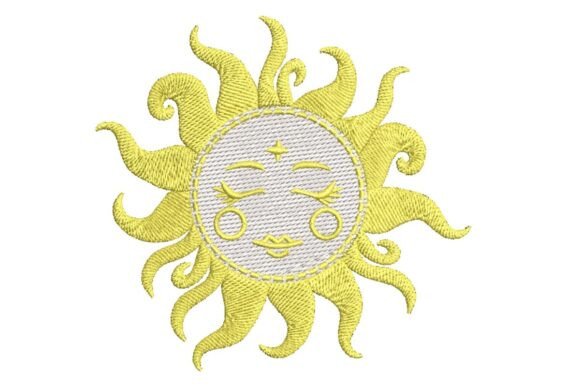 Whimsical Sun Face Embroidery Design